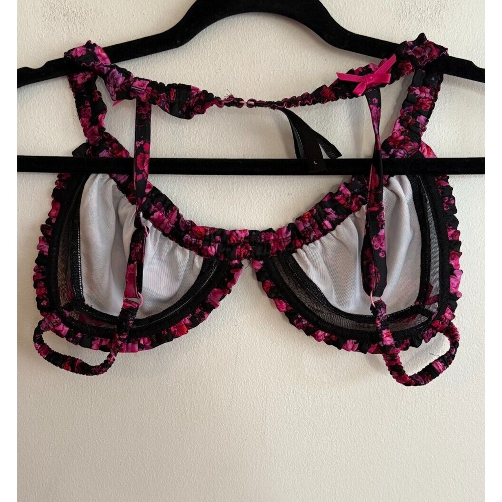 For Love and Lemons Lola‎ Bra Bralette Black Pink Size Large - Picture 4 of 6